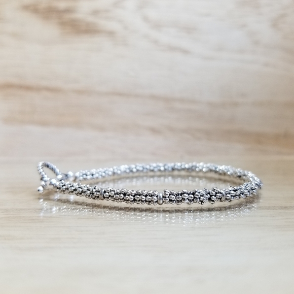 Ladies Silver Beaded Toggle Bracelet - Picture 3 of 11